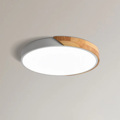 Ceiling Lamp Scandinavian Round with Wood Accent and Integrated LED