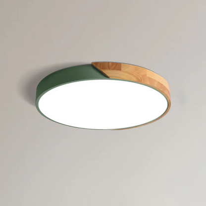 Ceiling Lamp Scandinavian Round with Wood Accent and Integrated LED