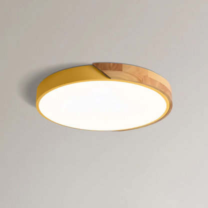 Ceiling Lamp Scandinavian Round with Wood Accent and Integrated LED