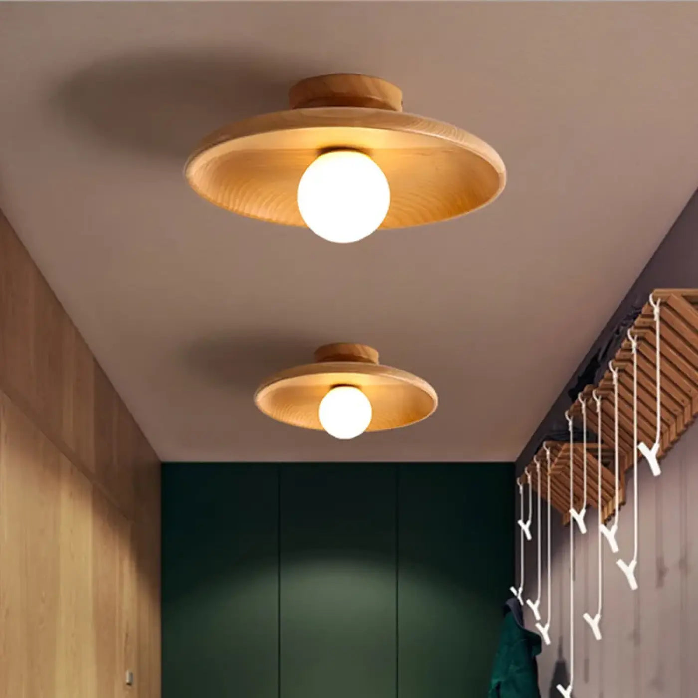 Ceiling Lamp Scandinavian with Round Disc Shade and Globe Bulb