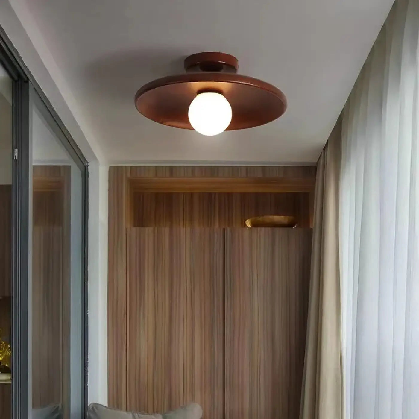 Ceiling Lamp Scandinavian with Round Disc Shade and Globe Bulb