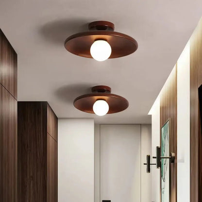 Ceiling Lamp Scandinavian with Round Disc Shade and Globe Bulb