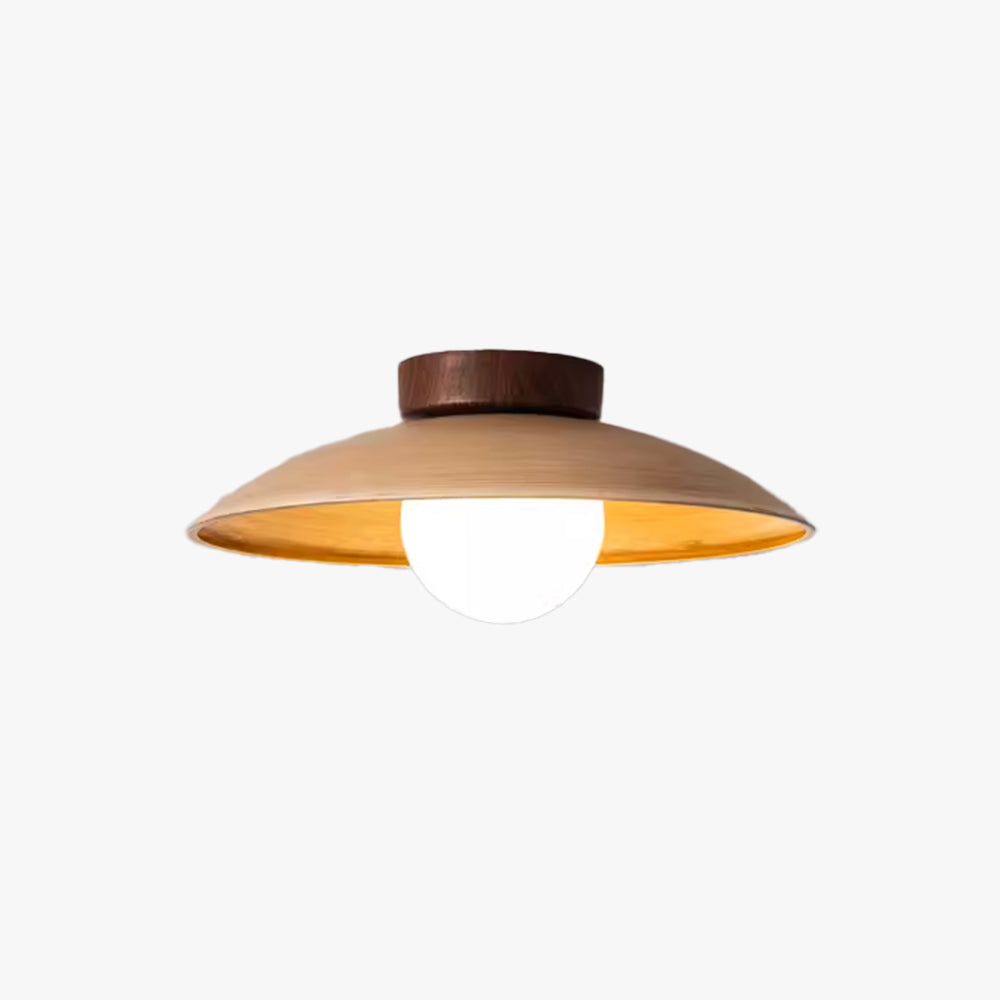 Ceiling Lamp Scandinavian with Wide Dome Shade and Wood Detail