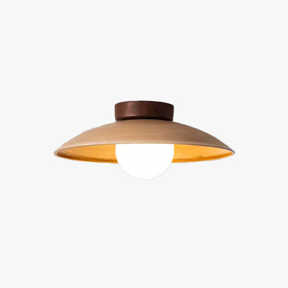 Ceiling Lamp Scandinavian with Wide Dome Shade and Wood Detail