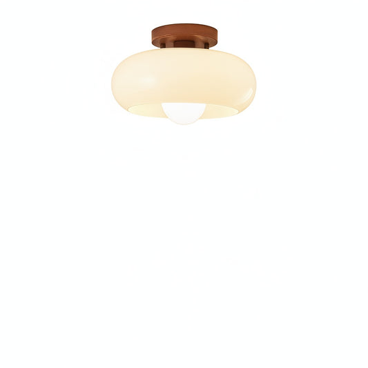 Ceiling Light Bauhaus Style with Round Glass Shade and Flush Mount
