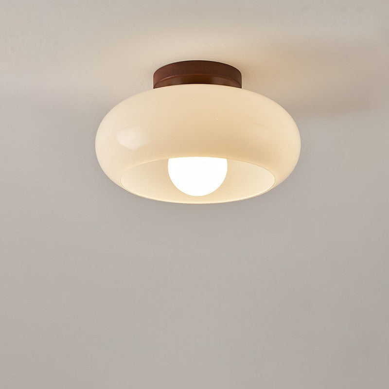 Ceiling Light Bauhaus Style with Round Glass Shade and Flush Mount