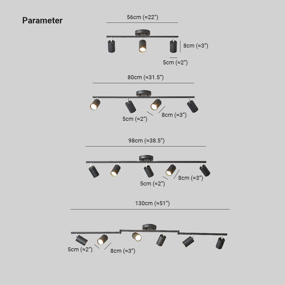 Ceiling Spotlight Bar Modern Minimalist with Adjustable Cylinder Heads and GU10 Fitting