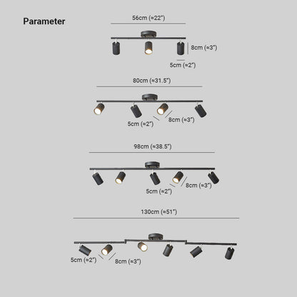Ceiling Spotlight Bar Modern Minimalist with Adjustable Cylinder Heads and GU10 Fitting