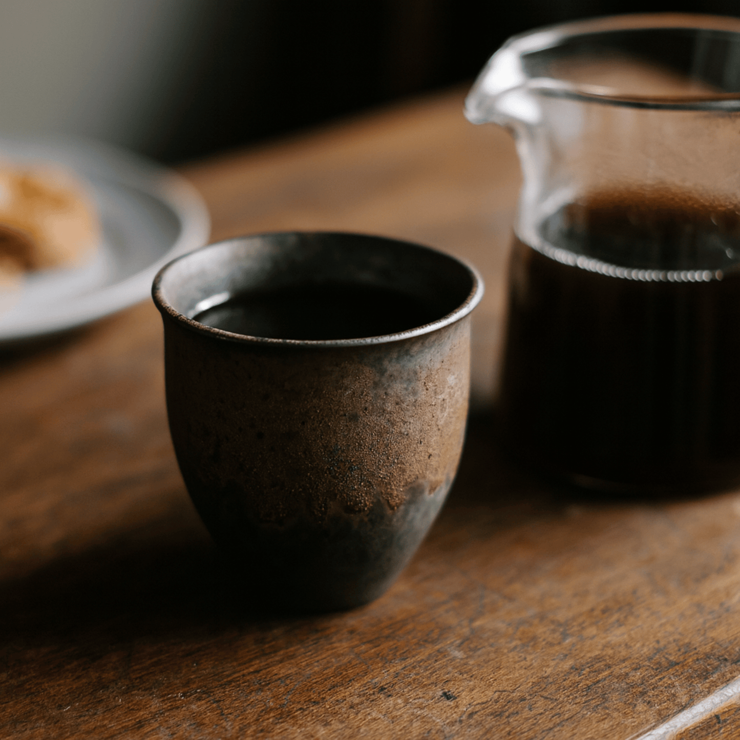 Ceramic Tea Cup Set of 6 with Rustic Stoneware Glaze Finish