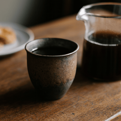 Ceramic Tea Cup Set of 6 with Rustic Stoneware Glaze Finish