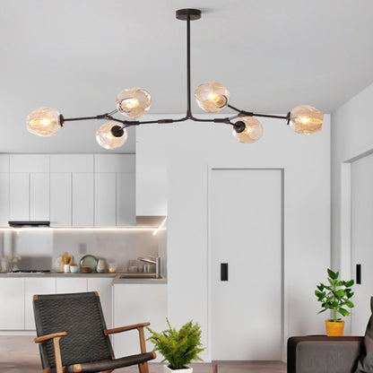 Chandelier Modern with Glass Globe Shades and Branching Arms