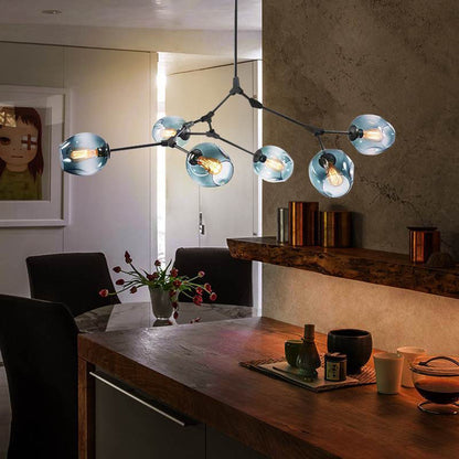 Chandelier Modern with Glass Globe Shades and Branching Arms