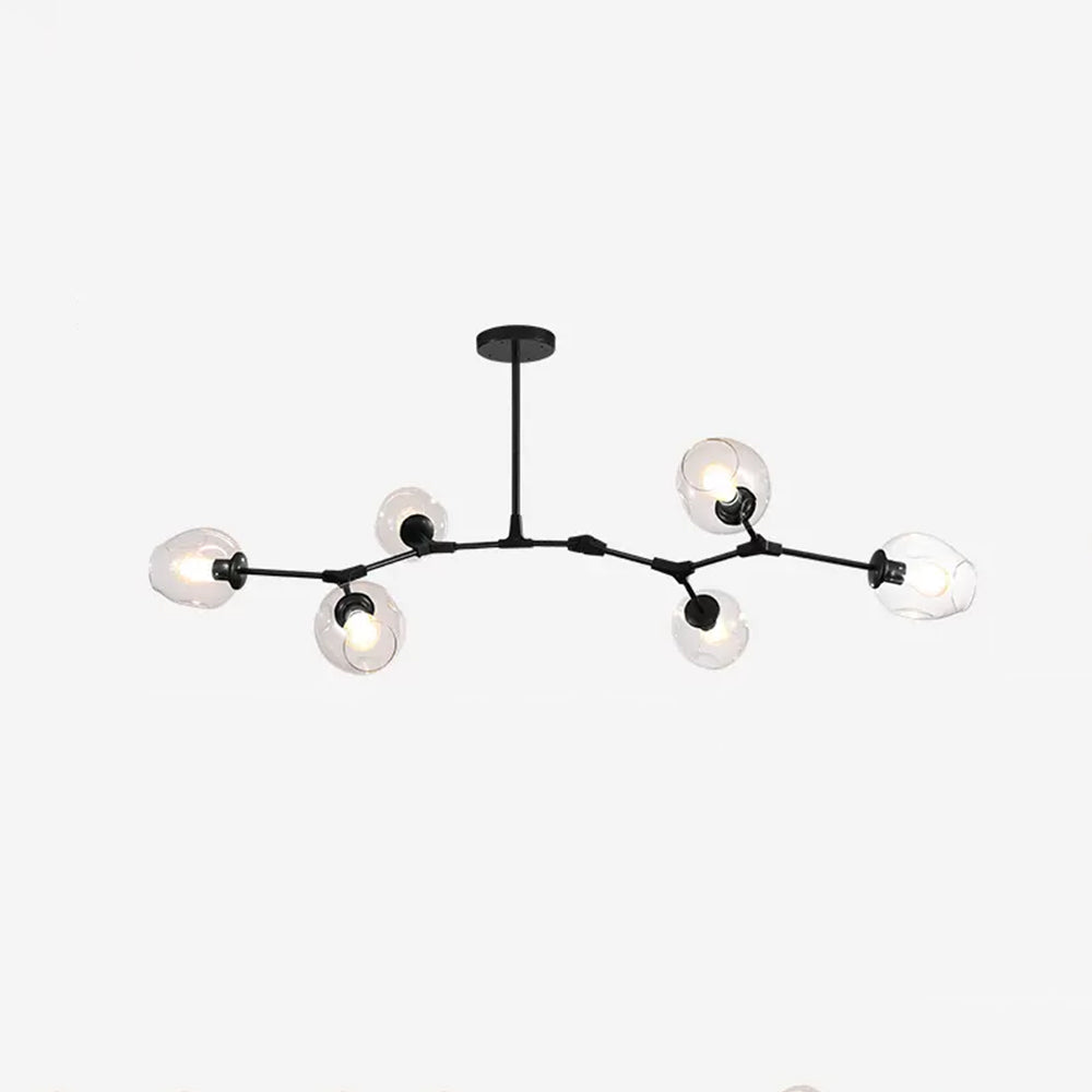 Chandelier Modern with Glass Globe Shades and Branching Arms