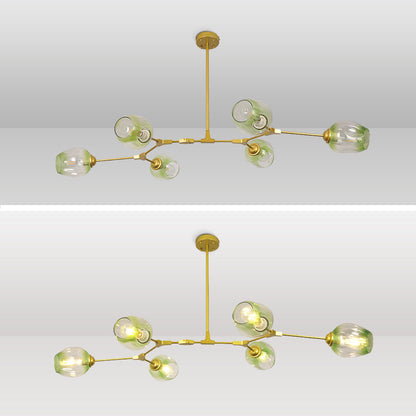 Chandelier Modern with Glass Globe Shades and Branching Arms