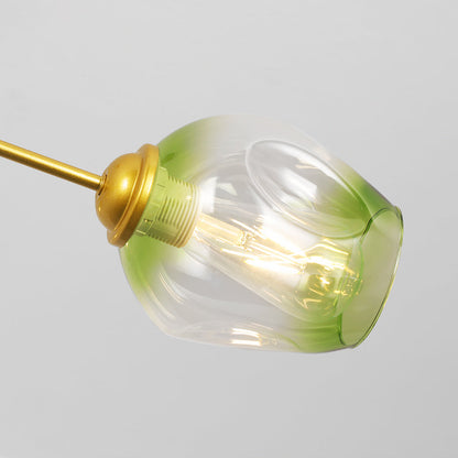Chandelier Modern with Glass Globe Shades and Branching Arms