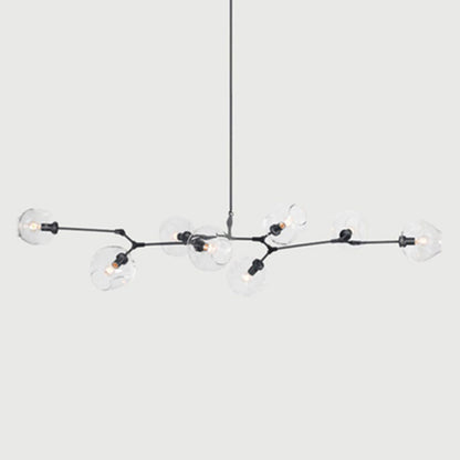 Chandelier Modern with Glass Globe Shades and Branching Arms