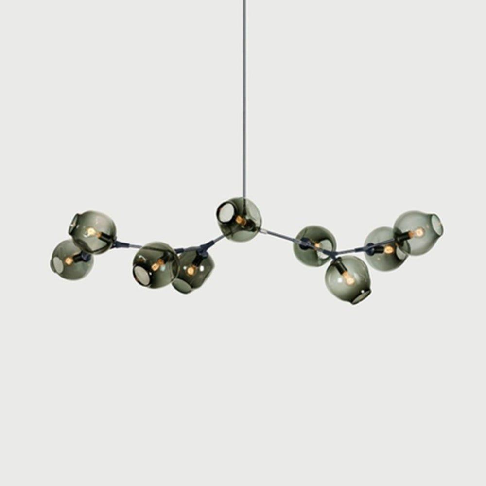 Chandelier Modern with Glass Globe Shades and Branching Arms