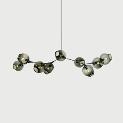 Chandelier Modern with Glass Globe Shades and Branching Arms