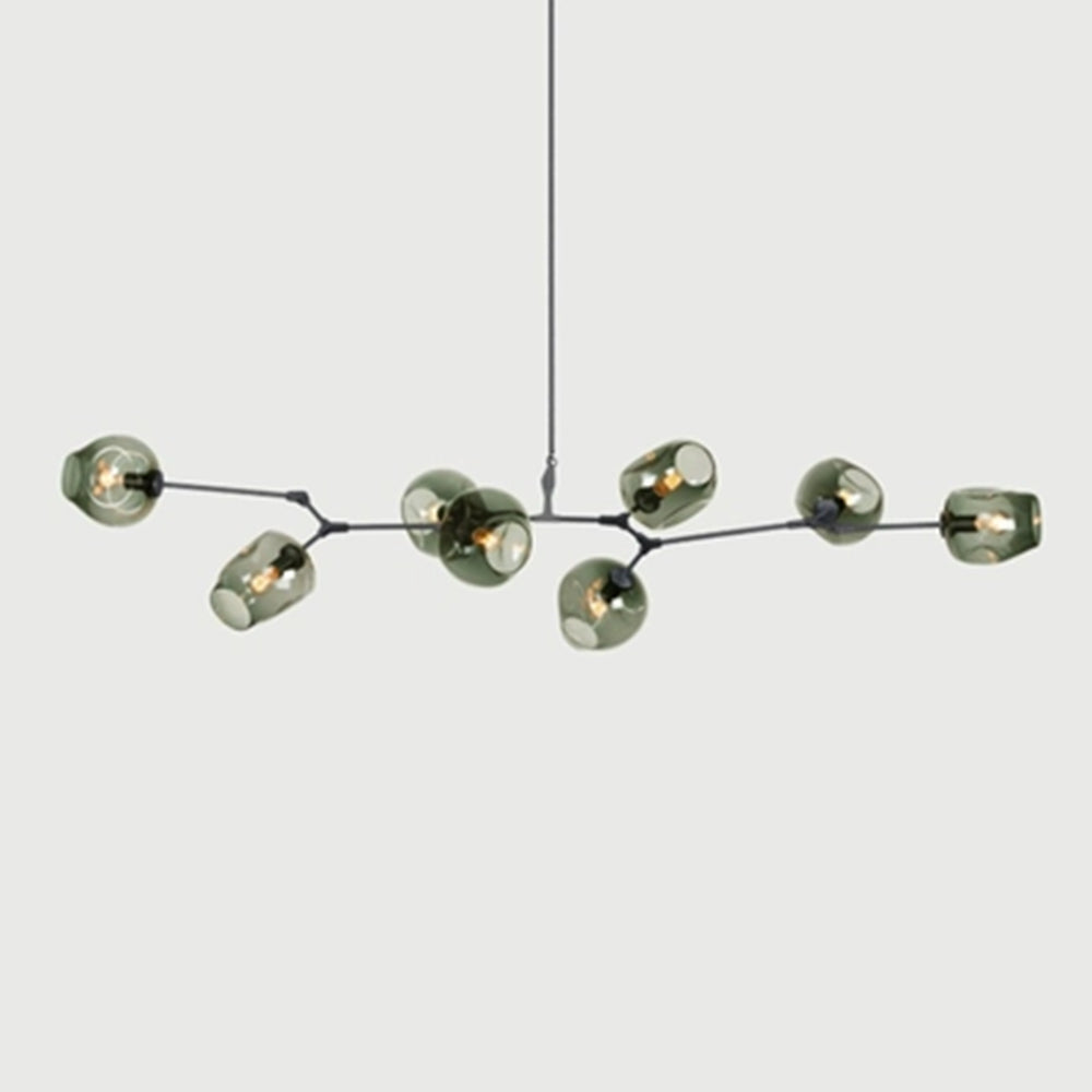 Chandelier Modern with Glass Globe Shades and Branching Arms