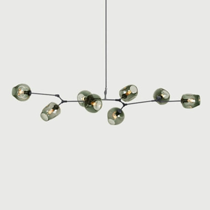 Chandelier Modern with Glass Globe Shades and Branching Arms