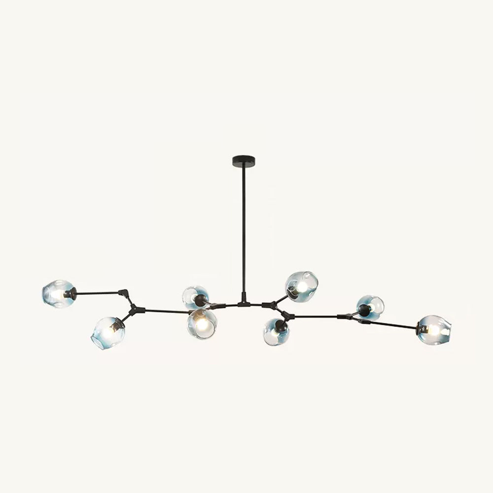 Chandelier Modern with Glass Globe Shades and Branching Arms