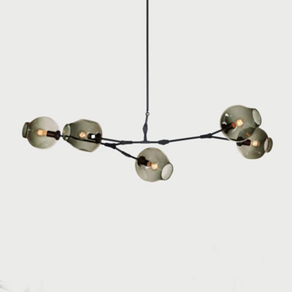Chandelier Modern with Glass Globe Shades and Branching Arms
