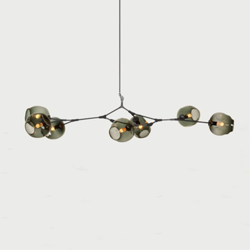 Chandelier Modern with Glass Globe Shades and Branching Arms