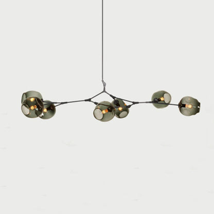 Chandelier Modern with Glass Globe Shades and Branching Arms
