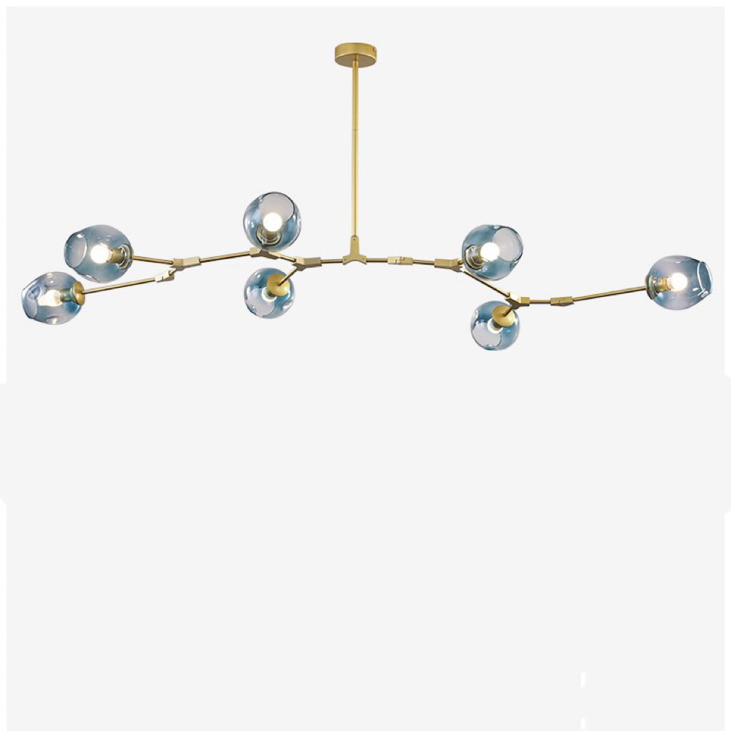 Chandelier Modern with Glass Globe Shades and Branching Arms