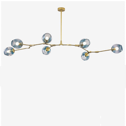 Chandelier Modern with Glass Globe Shades and Branching Arms