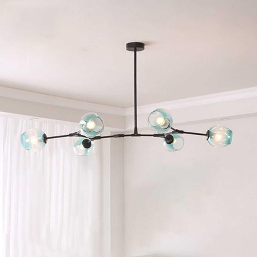 Chandelier Modern with Glass Globe Shades and Branching Arms