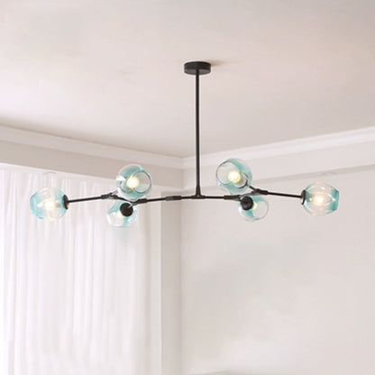 Chandelier Modern with Glass Globe Shades and Branching Arms