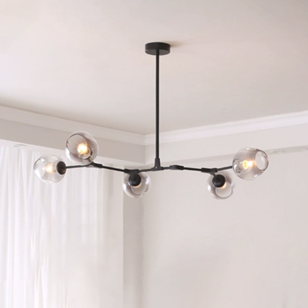 Chandelier Modern with Glass Globe Shades and Branching Arms