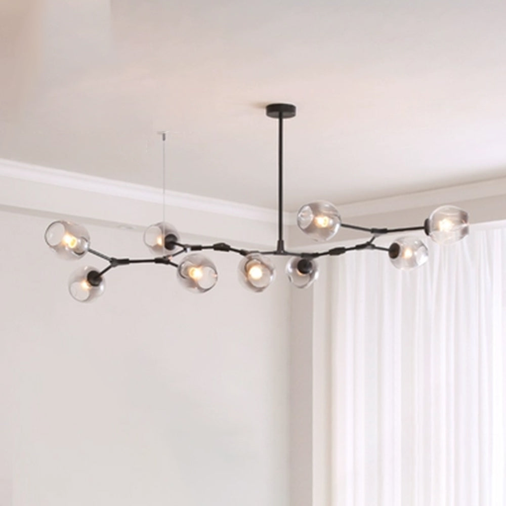 Chandelier Modern with Glass Globe Shades and Branching Arms