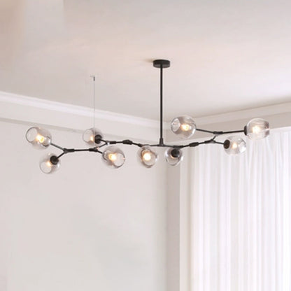 Chandelier Modern with Glass Globe Shades and Branching Arms