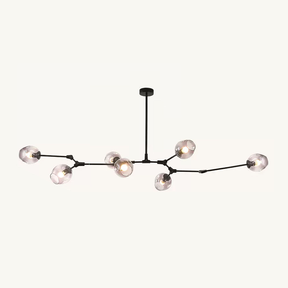Chandelier Modern with Glass Globe Shades and Branching Arms