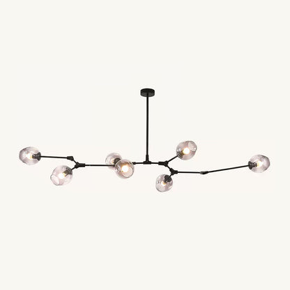 Chandelier Modern with Glass Globe Shades and Branching Arms
