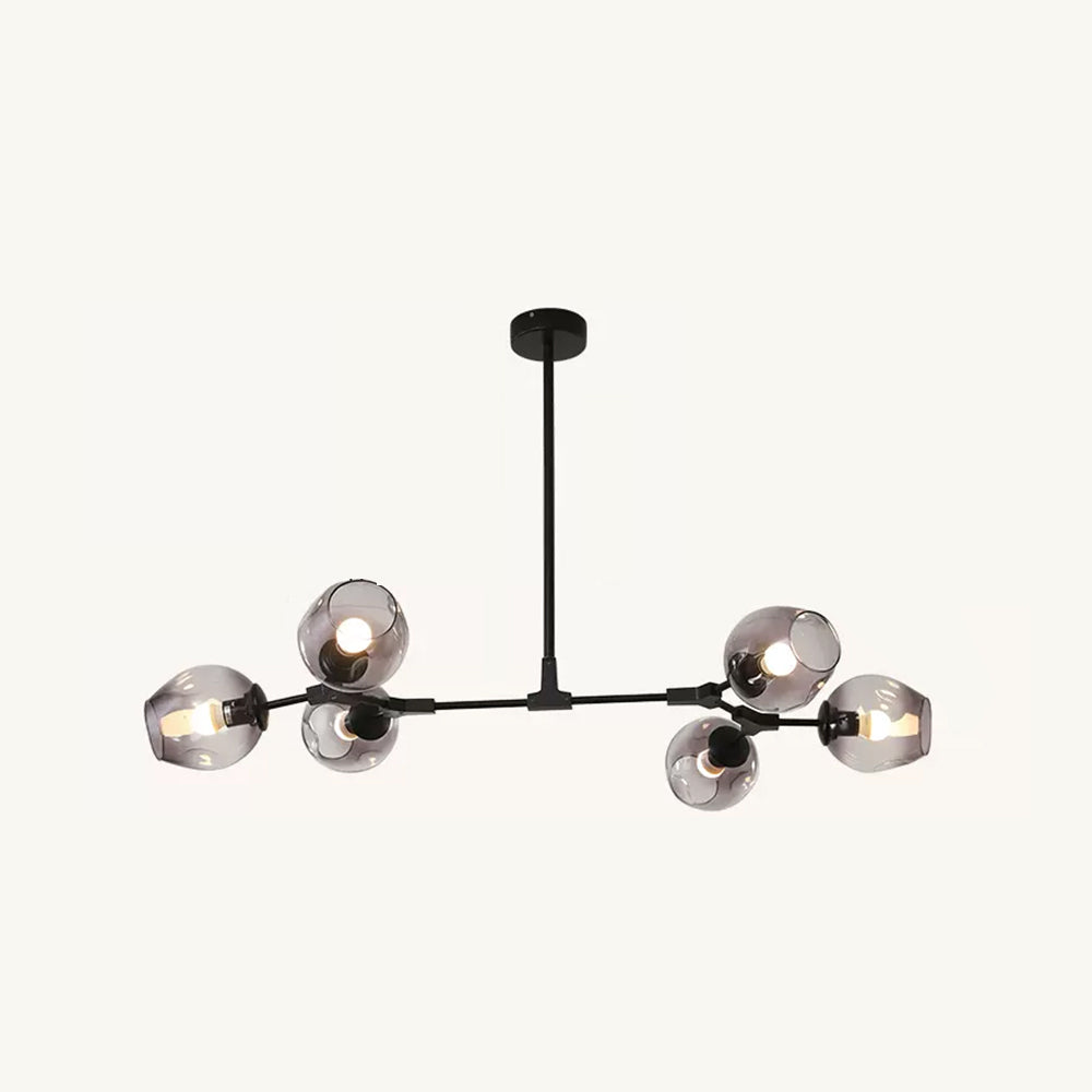 Chandelier Modern with Glass Globe Shades and Branching Arms