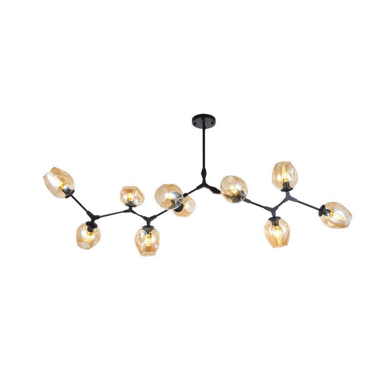Chandelier Modern with Glass Globe Shades and Branching Arms