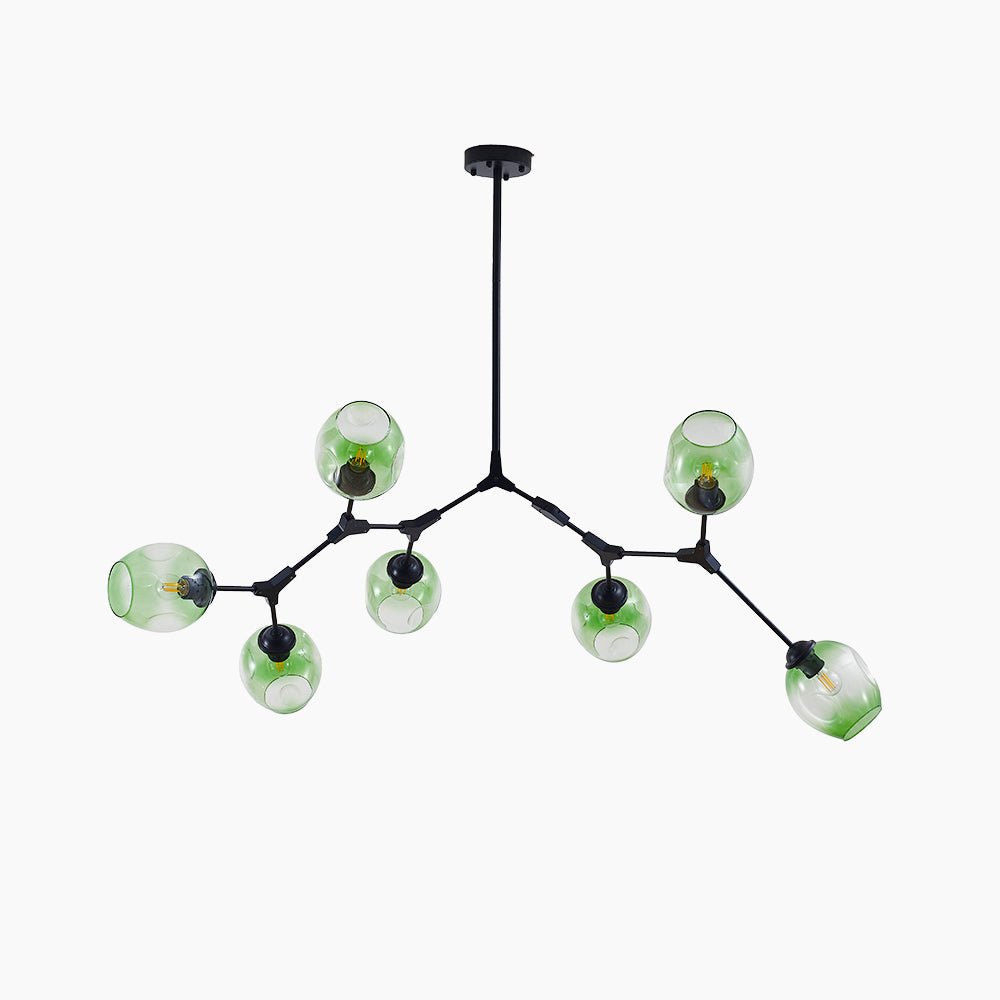 Chandelier Modern with Glass Globe Shades and Branching Arms
