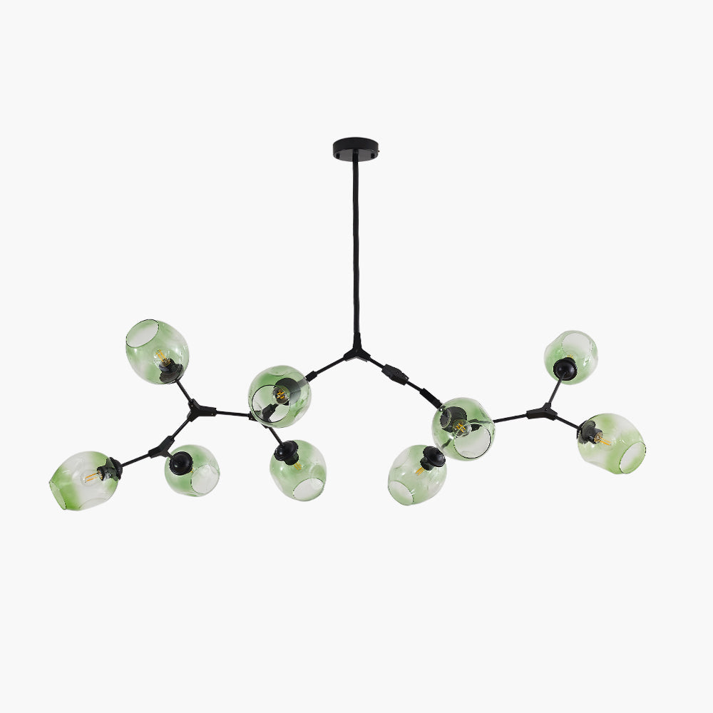 Chandelier Modern with Glass Globe Shades and Branching Arms