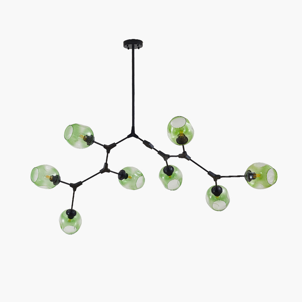 Chandelier Modern with Glass Globe Shades and Branching Arms