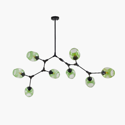Chandelier Modern with Glass Globe Shades and Branching Arms