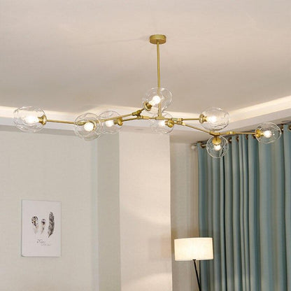 Chandelier Modern with Glass Globe Shades and Branching Arms