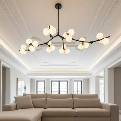 Chandelier Modern with Globe Glass Shades and Branch Design