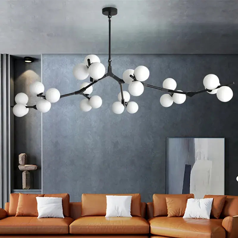 Chandelier Modern with Globe Glass Shades and Branch Design