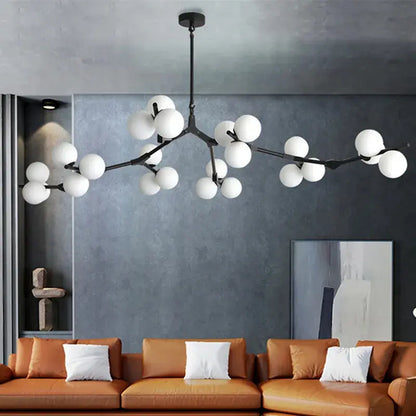 Chandelier Modern with Globe Glass Shades and Branch Design