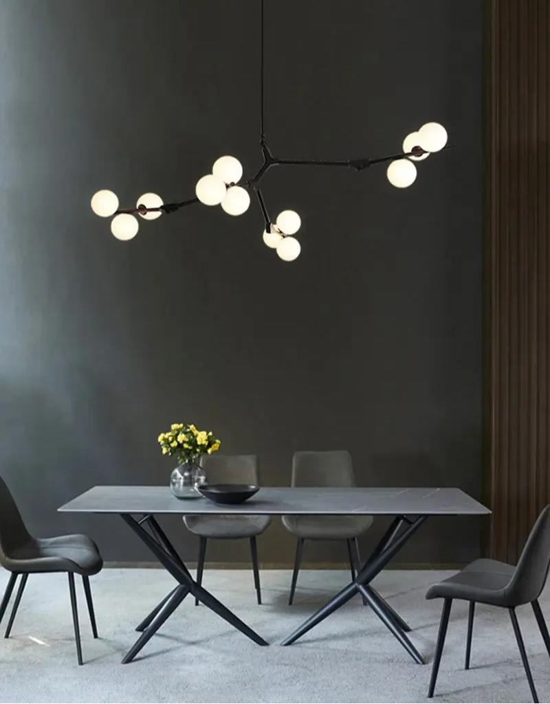 Chandelier Modern with Globe Glass Shades and Branch Design