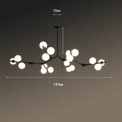 Chandelier Modern with Globe Glass Shades and Branch Design