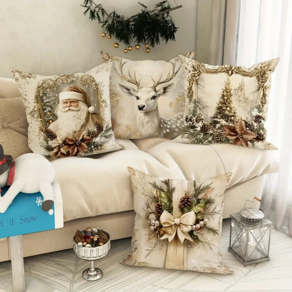 Christmas Cushion Cover with Velvet Finish and Zip